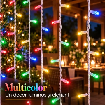 Instalație LED perdea 3x3m multicolor, ideală pentru un decor luminos și elegant, interior și exterior 🌈