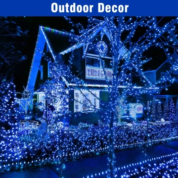 Instalație de Crăciun cu LED-uri albastre pentru exterior, decor luminos intens și festiv 🌟