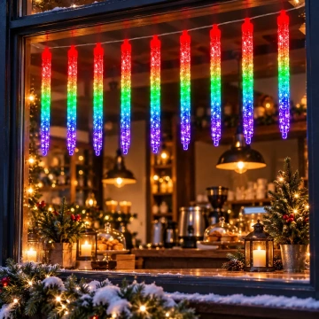 Instalație Decorativă LED 10 m cu Tuburi Tip Țurțuri, Lumină Multicoloră și Cablu Alimentator Inclus, pentru Interior și Exterior - Img 2