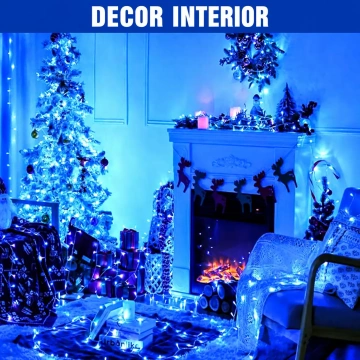 Instalație LED albastră pentru brad, decor festiv interior strălucitor 🎄