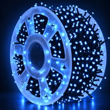 Instalatie de Craciun cu LED-uri albastre, tip rola, 50 m / 100 m, 8 moduri de iluminare