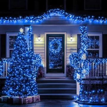 Instalație LED albastră strălucitoare pentru decorațiuni exterioare și interioare 🎄