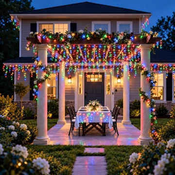 Instalație LED tip turturi multicolor decorativă, perfectă pentru exterior și petreceri în grădină 🎉