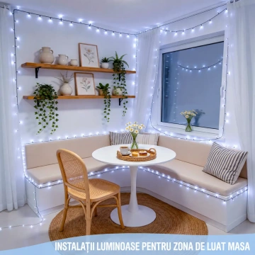 Instalație LED alb rece decorativă, ideală pentru zona mesei acasă ❄️