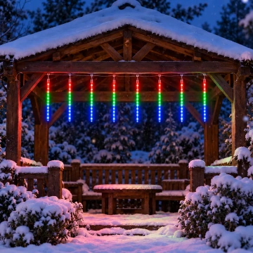 Instalație LED multicoloră tip ploaie de meteoriți pentru exterior, 8 tuburi colorate 🌈