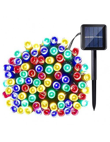 Instalatie craciun cu incarcare solara, multicolor, 100 Led, 10M, IP65, fir negru