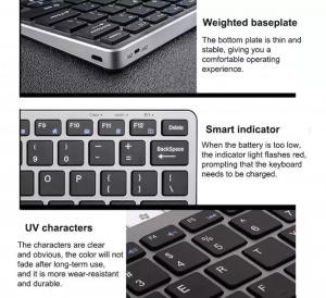 Tastatura wireless bluetooth, reincarcabila, acumulator inclus, Android, IOS, slim, WB-8055, negru