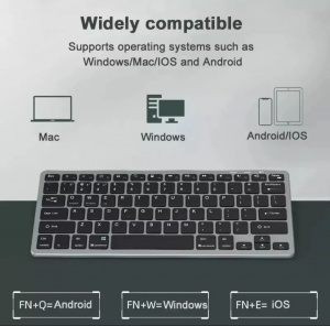 Tastatura wireless bluetooth, reincarcabila, acumulator inclus, Android, IOS, slim, WB-8055, negru