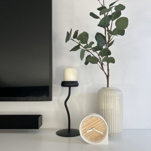 Ceas de birou - Mecanism SILENTIOS – DECORADI®, Eco-friendly, Cadran din Lemn Natural, Design Modern, Alb, Diametru 11 cm – Cadou sau Ceas de camera decorativ cu design modern, Printat 3D din PLA ECO(plastic biodegradabil) - Img 5