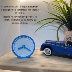 Ceas de birou - Mecanism SILENTIOS – DECORADI®, Eco-friendly, Design Modern, Colectie Spectrum, Alb / Albastru deschis, Diametru 11cm – Cadou sau Ceas de camera decorativ cu design modern, Printat 3D din PLA ECO(plastic biodegradabil) - Img 5