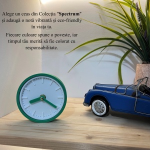 Ceas de birou - Mecanism SILENTIOS – DECORADI®, Eco-friendly, Design Modern, Colectie Spectrum, Alb / Verde deschis, Diametru 11cm – Cadou sau Ceas de camera decorativ cu design modern, Printat 3D din PLA ECO(plastic biodegradabil) - Img 5