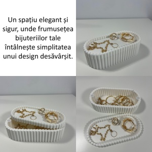 Cutiuta eleganta cu capac magnetic, Multifunctionala, Alb, 17,5 X 8,5 X 5 cm, imprimat 3D din PLA (Bioplastic) - Img 3
