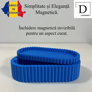 Cutiuta eleganta cu capac magnetic, Multifunctionala, Albastru, 17,5 X 8,5 X 5 cm, imprimat 3D din PLA (Bioplastic)
