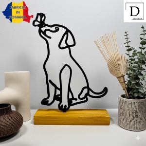 Decoratiune Casa, Catel cu fluture pe nas – DECORADI®, Eco-friendly, Baza din Lemn Natural, Design Modern, Negru 20.5cm – Cadou sau Decoratiune de interior ideala pentru iubitorii de animale, Printat 3D din PLA (plastic biodegradabil) - Img 2