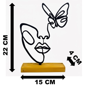 Decoratiune Casa, Chipul cu Fluture – DECORADI®, Eco-friendly, Baza din Lemn Natural, Design Abstract, Negru 22cm – Cadou sau Decoratiune de interior cu design modern, Printat 3D din PLA Eco (plastic biodegradabil) - Img 6