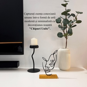 Decoratiune Casa, Chipuri Unite – DECORADI®, Eco-friendly, Baza din Lemn Natural, Cadou ideal pentru INDRAGOSTITI, Negru 21.5 cm – Decoratiune de interior cu Design Modern, Printat 3D din PLA Eco (plastic biodegradabil) - Img 4