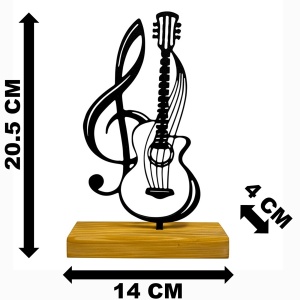 Decoratiune Casa, Chitara & Cheia Sol – DECORADI®, Eco-friendly, Baza din Lemn Natural, Design Modern, Negru 20.5cm – Cadou sau decoratiune de interior ideala pentru iubitorii de muzica, Printat 3D din PLA Eco (plastic biodegradabil) - Img 6