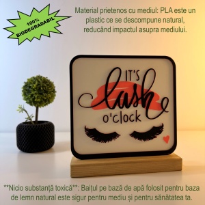 Decoratiune Casa, Gene, DECORADI®, Eco-friendly, Baza din Lemn Natural, Cadoul pentru salon gene, Multicolor 17 cm – Decoratiune de interior cu Design Modern, Printat 3D din PLA Eco (plastic biodegradabil) - Img 3