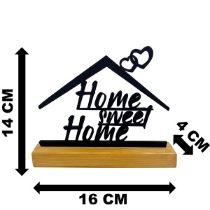 Decoratiune Casa, Home Sweet Home – DECORADI®, Eco-friendly, Baza din Lemn Natural, Design Modern, Negru 14 cm – Cadou sau Decoratiune de interior ideala pentru Casa Noua, Printat 3D din PLA Eco (plastic biodegradabil) - Img 6