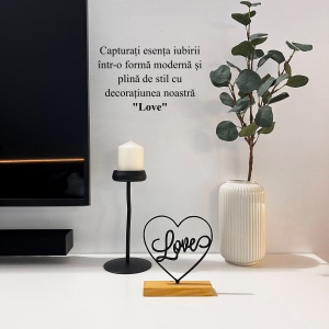 Decoratiune Casa, Inima LOVE – DECORADI®, Eco-friendly, Baza din Lemn Natural, Cadoul Perfect pentru persoana IUBITA, Negru 15cm – Decoratiune de interior cu Design Modern, Printat 3D din PLA Eco (plastic biodegradabil) - Img 4