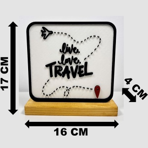 Decoratiune Casa, Live, Love, Travel – DECORADI®, Eco-friendly, Baza din Lemn Natural, Design Modern, alb/negru 15cm – Cadou sau Decoratiune de interior ideala pentru iubitorii de calatorii, Printat 3D din PLA (plastic biodegradabil) - Img 6