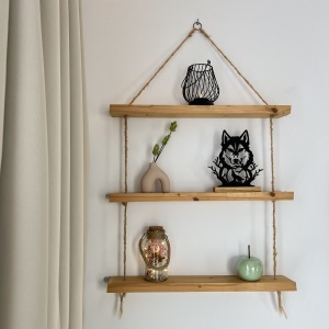 Decoratiune Casa, Lup – DECORADI®, Eco-friendly, Baza din Lemn Natural, Design Modern, Negru 21.5cm – Cadou sau Decoratiune de interior ideala pentru iubitorii de animale, Printat 3D din PLA ECO (plastic biodegradabil) - Img 5