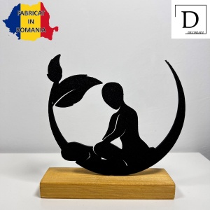 Decoratiune Casa, Masaj – DECORADI®, Eco-friendly, Baza din Lemn Natural, Design Modern, Negru 15cm – Cadou sau Decoratiune de interior ideala pentru salon de masaj, Printat 3D din PLA ECO(plastic biodegradabil) - Img 2