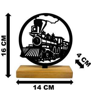 Decoratiune Casa, Tren clasic – DECORADI®, Eco-friendly, Baza din Lemn Natural, Design Modern, Negru 16cm – Cadou sau Decoratiune de interior ideala pentru iubitorii de calatorii, Printat 3D din PLA ECO (plastic biodegradabil) - Img 6