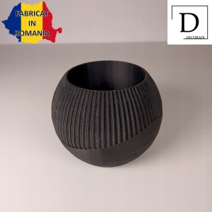 Ghiveci pentru plante mici (planta nu este inclusa), Diametru intern 6 cm, Negru, Printat 3D din PLA ECO(plastic biodegradabil) - Img 2