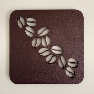 Set 4 suporturi / coastere pahare, Boabe cafea, patrat, 10 X 10 cm, Maro, cutie inclusa, imprimate 3D - Img 4
