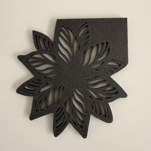 Set 4 suporturi / coastere pahare, Floare, 10 X 9.5 cm, Negru, imprimate 3D - Img 4