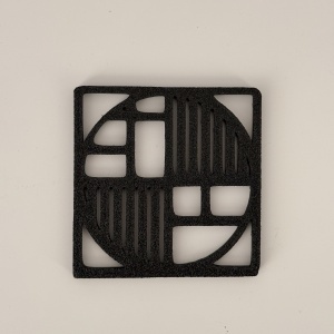Set 4 suporturi / coastere pahare, patrat, 9 X 9 cm, negru, cutie inclusa, imprimate 3D - Img 6