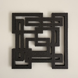 Set 6 suporturi / coastere pahare, patrat, 9 X 9 cm, Negru, cutie inclusa, imprimate 3D - Img 4