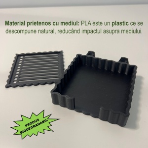 Suport pentru notite de birou cu spatiu dedicat pentru pixuri + sablon pentru liste personalizate, Negru, 9.5 cm, imprimat 3D din PLA (Bioplastic) - Img 3