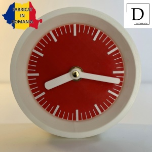Ceas de birou - Mecanism SILENTIOS – DECORADI®, Eco-friendly, Design Modern, Colectie Kaleia, Alb / Rosu, Diametru 11cm – Cadou sau Ceas de camera decorativ cu design modern, Printat 3D din PLA ECO (plastic biodegradabil) - Img 2