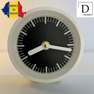 Ceas de birou - Mecanism SILENTIOS – DECORADI®, Eco-friendly, Design Modern, Colectie Kaleia, Alb /Negru, Diametru 11cm – Cadou sau Ceas de camera decorativ cu design modern, Printat 3D din PLA ECO (plastic biodegradabil) - Img 2
