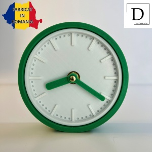 Ceas de birou - Mecanism SILENTIOS – DECORADI®, Eco-friendly, Design Modern, Colectie Spectrum, Alb / Verde deschis, Diametru 11cm – Cadou sau Ceas de camera decorativ cu design modern, Printat 3D din PLA ECO(plastic biodegradabil) - Img 2