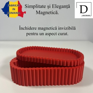 Cutiuta eleganta cu capac magnetic, Multifunctionala, Rosu, 17,5 X 8,5 X 5 cm, imprimat 3D din PLA (Bioplastic)