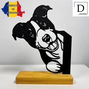 Decoratiune Casa, Catel – DECORADI®, Eco-friendly, Baza din Lemn Natural, Design Modern, Negru 19cm – Cadou sau Decoratiune de interior ideala pentru iubitorii de animale, Printat 3D din PLA ECO (plastic biodegradabil) - Img 2