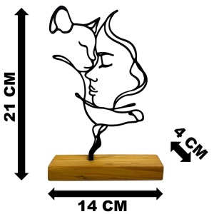 Decoratiune Casa, Chip feminin si pisica – DECORADI®, Eco-friendly, Baza din Lemn Natural, Design Modern, Negru 21cm – Cadou sau Decoratiune de interior ideala pentru iubitorii de animale, Printat 3D din PLA ECO (plastic biodegradabil) - Img 6