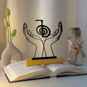 Decoratiune Casa, Cho Ku Rei – DECORADI®, Eco-friendly, Baza din Lemn Natural, Design Modern, Negru 16.5cm – Cadou sau Decoratiune de interior ce amplifica, protejeaza si curata energia locuintei, Printat 3D din PLA(plastic biodegradabil)
