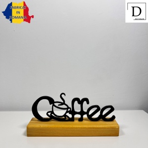 Decoratiune Casa, Coffee – DECORADI®, Eco-friendly, Baza din Lemn Natural, Design Modern, Negru 7cm – Cadou sau Decoratiune de interior ideala pentru iubitorii de cafea, Printat 3D din PLA(plastic biodegradabil) - Img 2