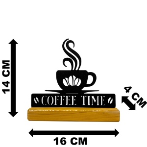 Decoratiune Casa, Coffee Time – DECORADI®, Eco-friendly, Baza din Lemn Natural, Design Modern, Negru 16cm – Cadou sau Decoratiune de interior ideala pentru iubitorii de cafea, Printat 3D din PLA(plastic biodegradabil) - Img 6
