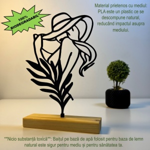 Decoratiune Casa, Eleganta Feminina – DECORADI®, Eco-friendly, Baza din Lemn Natural, Design Abstract, Negru 21cm – Cadou sau Decoratiune de interior cu design modern, Printat 3D din PLA Eco (plastic biodegradabil) - Img 3