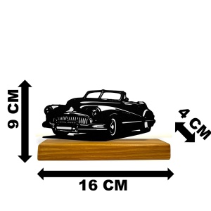 Decoratiune Casa, Masina Clasica Anii '50 – DECORADI®, Eco-friendly, Baza din Lemn Natural, Cadou sau Decoratiune de interior pentru ideala iubitorii de masini, Design Modern, Negru 9cm, Printat 3D din PLA Eco (plastic biodegradabil) - Img 6