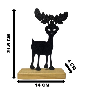 Decorațiune Crăciun, Ren – Eco-friendly, Baza din Lemn Natural, Negru, 21.5cm, Handmade, Decor Interior Birou, Sufragerie, Cadou Crăciun, Printat 3D din PLA Eco (plastic biodegradabil), DECORADI® - Img 6