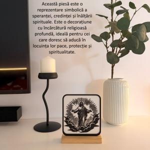 Decoratiune religioasa Iisus Hristos inaltat, design modern, alb/negru, 17x14x4cm - Img 4