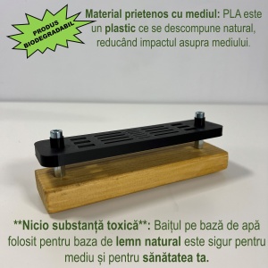 Organizator 6 Memorii USB, 8 Carduri SD, 6 Carduri MicroSD cu baza din lemn natural, Negru, 16 X 4 X 5 cm, imprimat 3D din PLA (Bioplastic) - Img 4