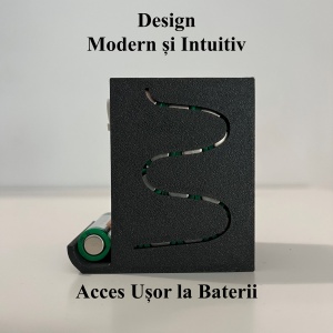 Organizator baterii AA (LR6), Stocare pana la 14 Baterii AA, negru, imprimat 3D din PLA (Bioplastic) - Img 4