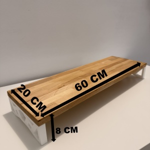 Suport monitor, 60 X 20 X 8 CM, Picioare printate 3D din PLA (Bioplastic), Alb, Panou din lemn natural (Fag) - Img 6